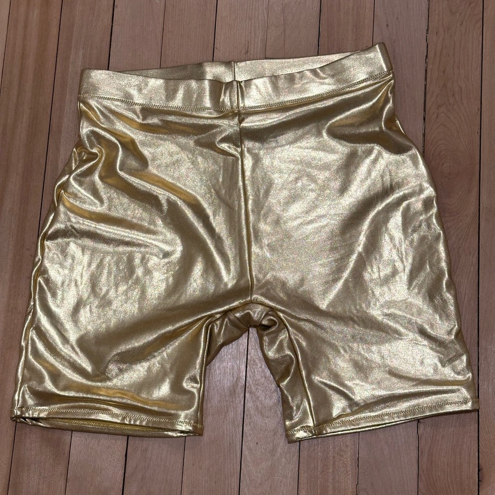 SKIMS swim gold shorts
